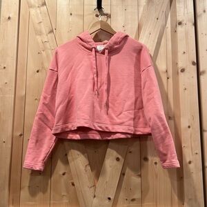 Ella Moss 100% Cotton Elise Cropped Hoodie Pink Salmon Size Medium